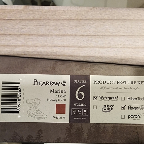 BearPaw Marina Waterproof Quilted Faux Fur Snow Boot in Hickory II, Size 6. NIB - Picture 10 of 14